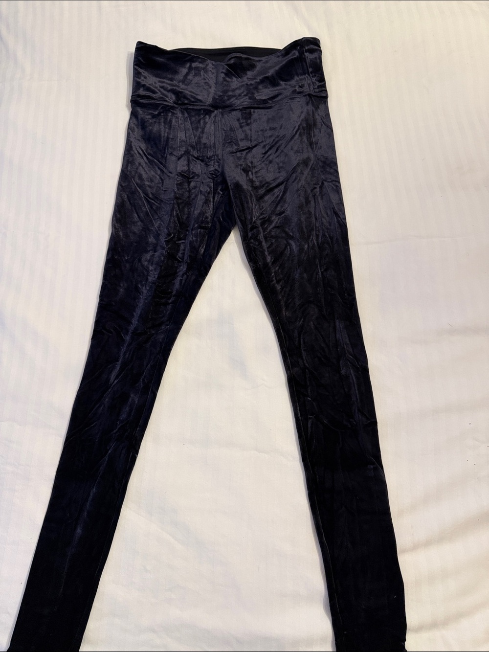 Athleta Girls Black Velour Fold-Over Waist Leggings